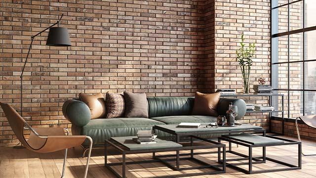 industrial interior design with exposed bricks