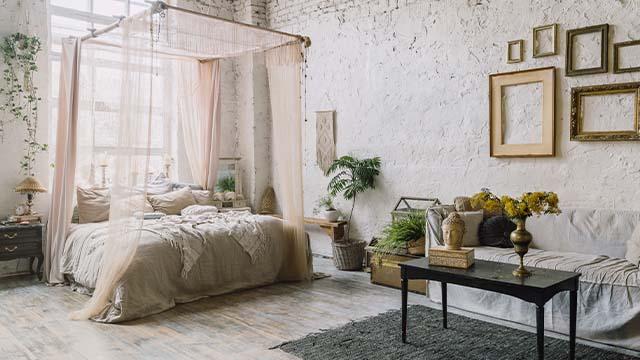 bohemian minimalistic bedroom design