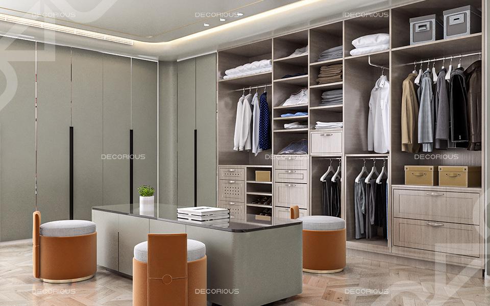 التصميم الداخلي لغرفة الملابس في دبي
